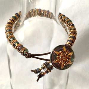 New, I made: Rainbow Czech Button & Bead Bracelet